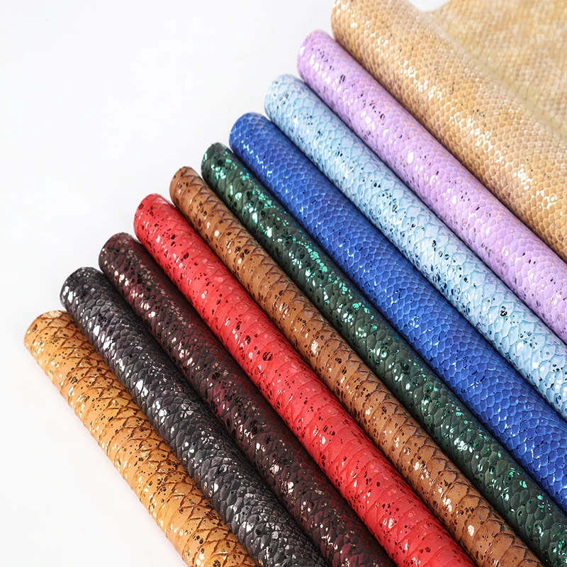 Hot Sale Metallic Snake PU Leather in Stock Wholesale Snake Fabric Metallic Texture For Bags Shoes Sofa Notebook Car Seat